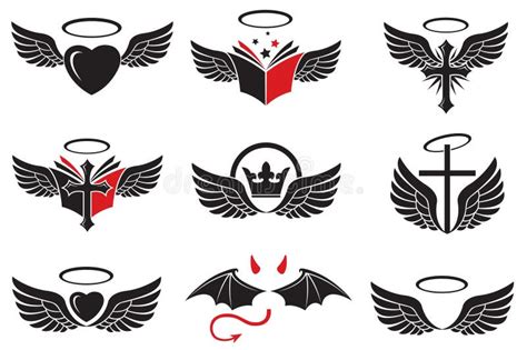 Angel wings icon set stock vector. Illustration of graphic - 296952824