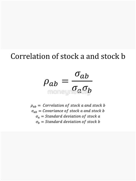 Correlation Of 2 Stocks Equation With Description Poster For Sale By Moneyneedly Redbubble