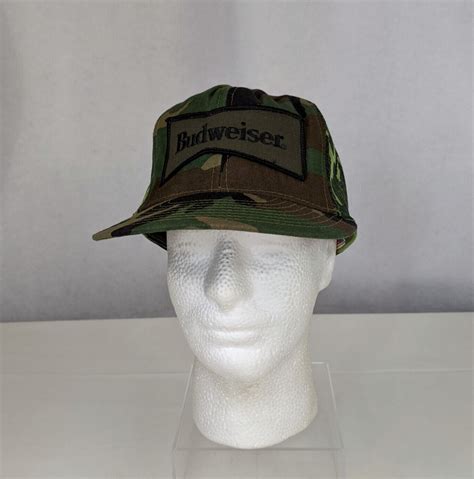 Vtg Budweiser Camouflage Camo Mesh Trucker Hat Snapba Gem