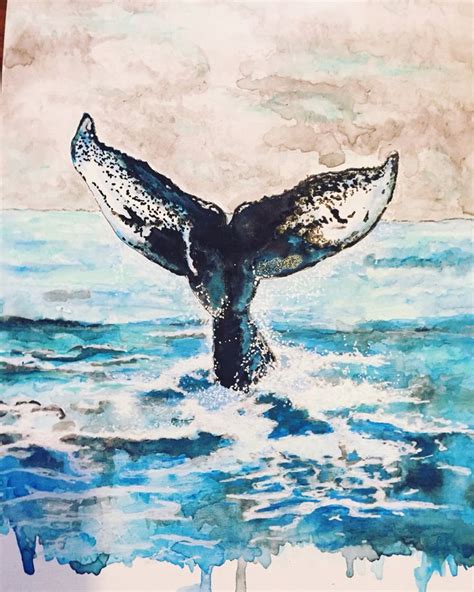 Whale Tail Jervis Bay Watercolour Whale Artwork Watercolor Whale