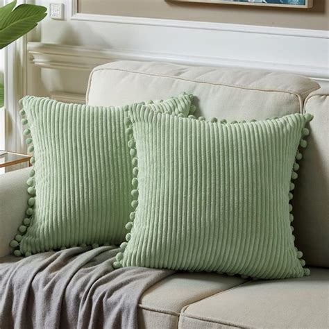 Fancy Homi 2 Packs Sage Green Decorative Throw Pillow