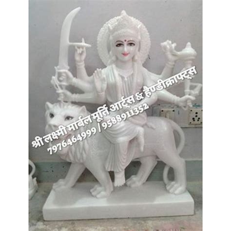 Painted Hindu Marble Pure White Durga Mata Statue For Worship At Rs