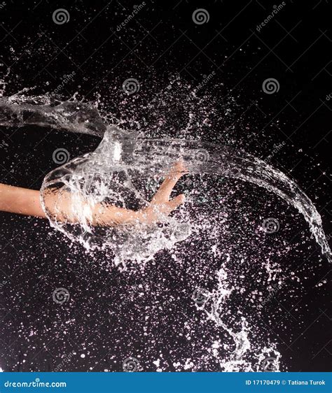 Hand Girl Resists Flow Water Jet Stock Image Image Of Stream Power 17170479