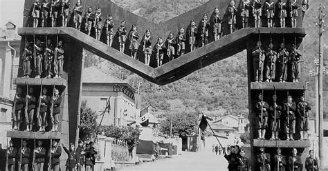 Arch Of Triumph Set In Honor Of The Arrival Of Mussolini At Verres In 1939 The Bottom Two