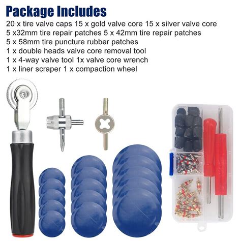 Tire Patch Roller Tool Kit Gold Valve Core Tire Repair Kit Flat