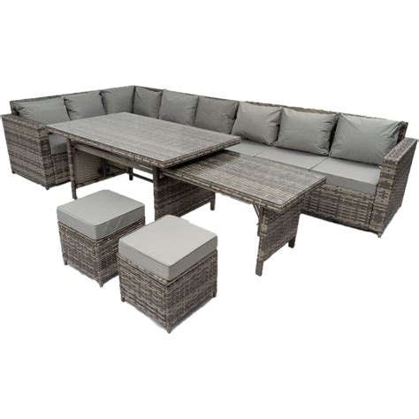 Barcelona 12 Seater Rattan Garden Furniture Dining Set With Extending