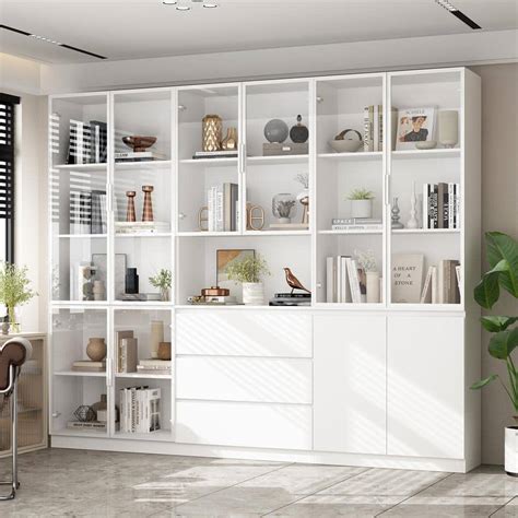 FUFU&GAGA 78.7 in. Tall White Wood 13-Shelf Standard Bookcase Bookshelf ...