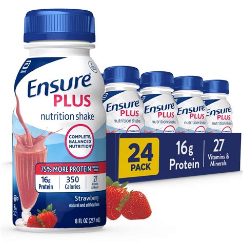 Ensure Plus Strawberry Nutrition Shake With Fiber Meal Replacement Shake Ready