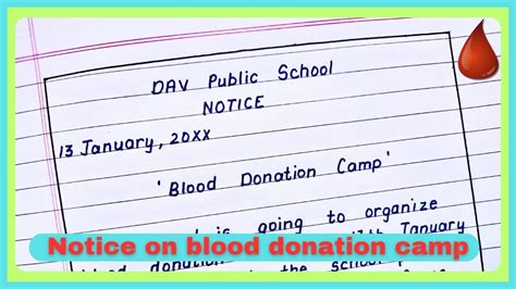 Write A Notice On Blood Donation Camp Blood Donation Notice YouTube