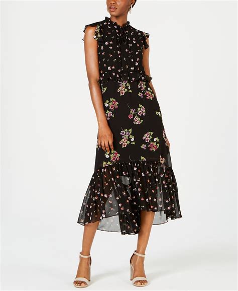 Taylor Floral Chiffon Ruffled Midi Dress