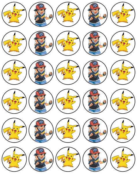 Buy 30 X Edible Cupcake Toppers Pokémon Themed Collection Of Edible