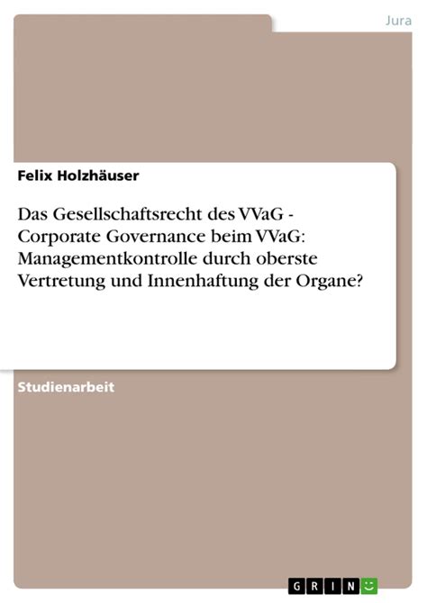 Das Gesellschaftsrecht Des VVaG Corporate Governance Beim VVaG