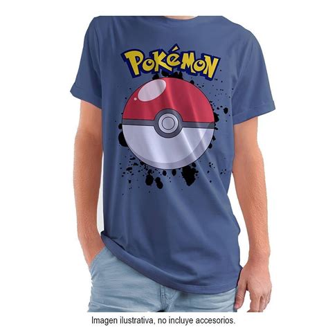 Playera Pok Mon Talla Ch Manga Corta Con Estampado Pokebola Azul Walmart