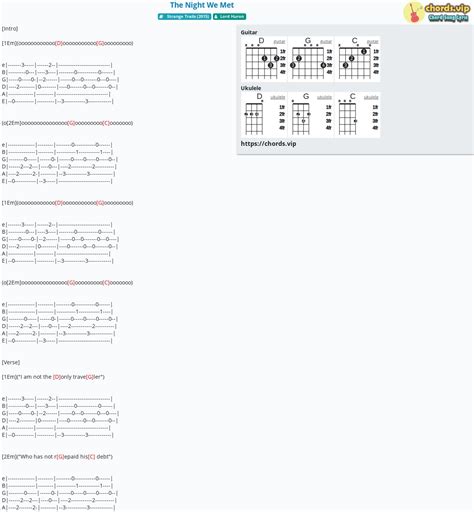 Chord: The Night We Met - tab, song lyric, sheet, guitar, ukulele | chords.vip