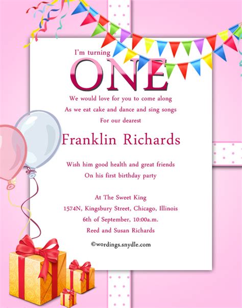 Invitation Wording For 1st Birthday Happy Sunday Quotes