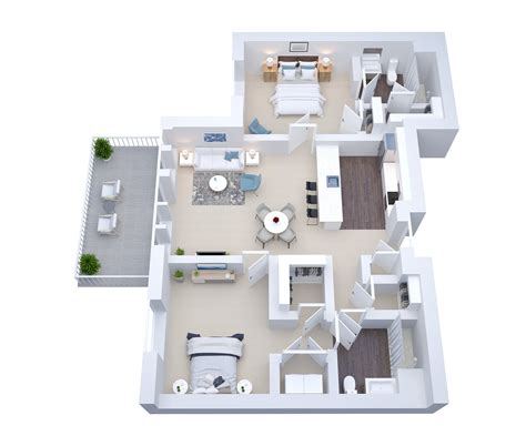 3d 2 Bedroom Apartment Floor Plans