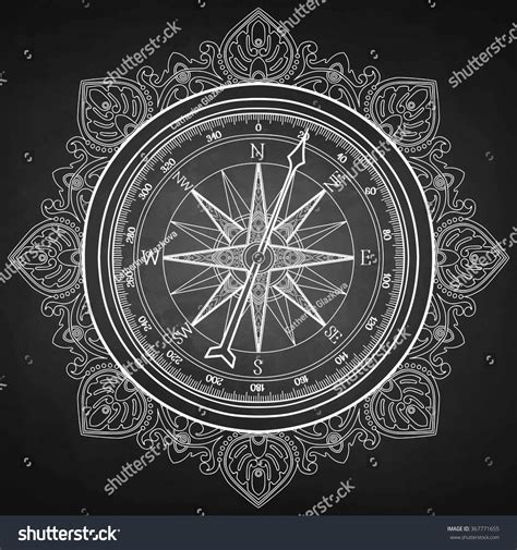 Graphic Wind Rose Compass Drawn Line Stock Vector Royalty Free 367771655 Shutterstock