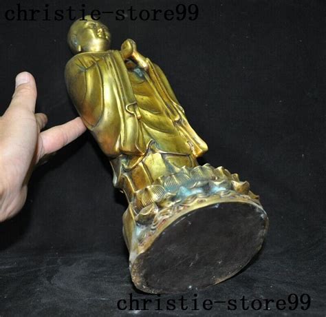 China Buddhism Bronze K Gold Gilt Arhat Damo Bodhidharma Dharma