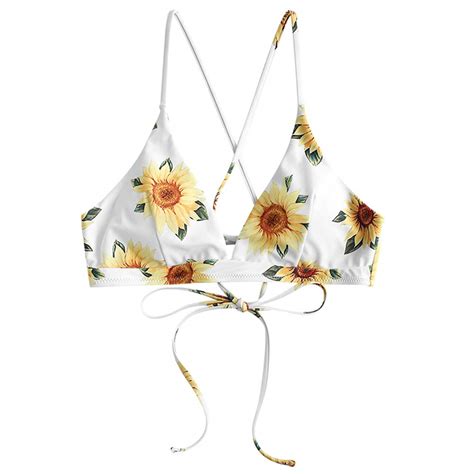 Sunflower Print Lace Up Back Bikini Set Atelier Yuwa Ciao Jp