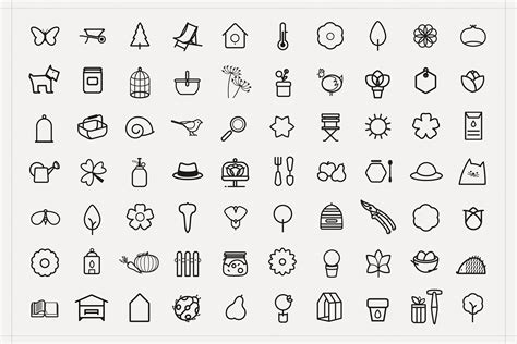 A Large Set Of Black And White Icons With Different Types Of Things To