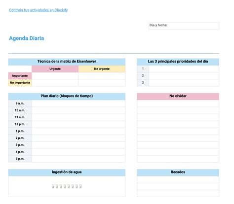 Plantillas Gratis De Agenda En Línea Clockify