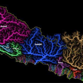 River systems of Nepal derived from SRTM90m DEM | Download Scientific ...