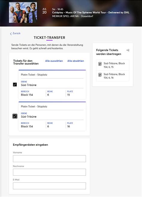 Coldplay Tickets D Sseldorf Platin Sitzpl Tze