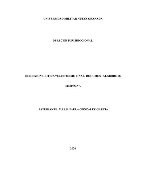 Reflexión critica El informe final. Documental sobre OJ Simpson