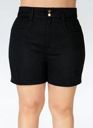 Short Em Sarja Plus Size Preto Quintess