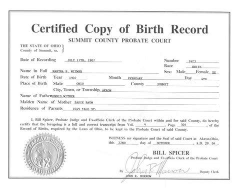 Sample Blank Birth Certificate