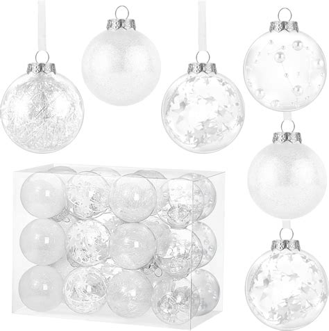 Amazon De Tlg Glas Weihnachtskugeln Set In Hochglanz Weiss