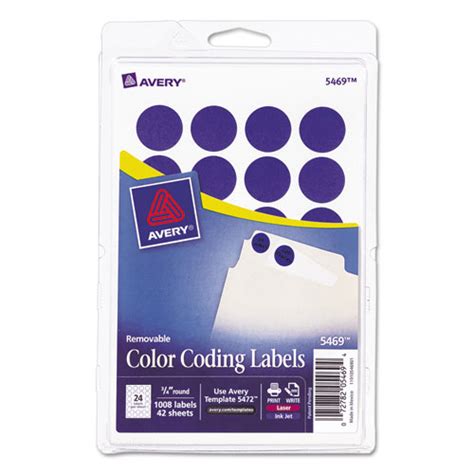 Avery Printable Removable Color Coding Labels 3 4 Dia Dark Blue