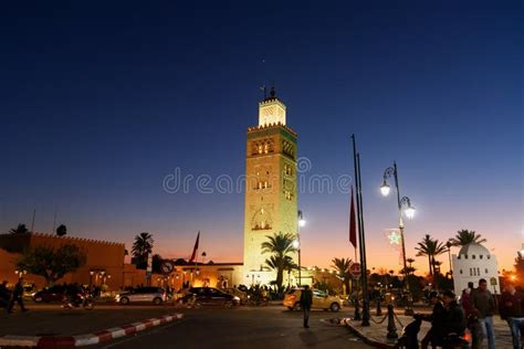 Koutoubia Mosque in Marrakech at Night. Morocco Editorial Photography ...