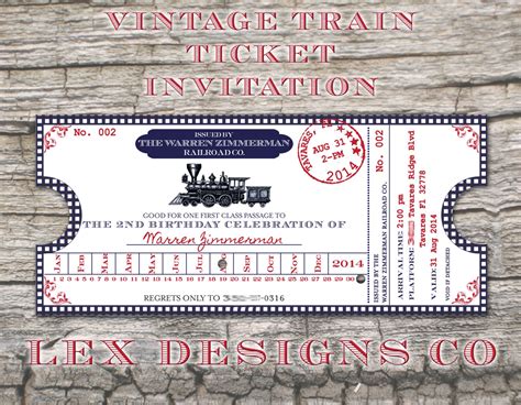 Digital OR Printed Vintage Train Ticket Invitations