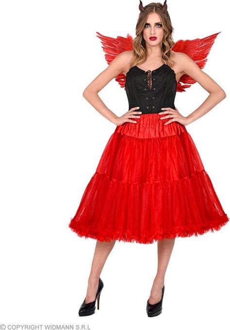 Widmann Duivel Kostuum Knielange Rok Petticoat 65 Centimeter Rood