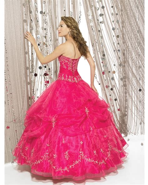 Fuchsia Strapless Lace Up Full Length Ball Gown Quinceanera Dresses