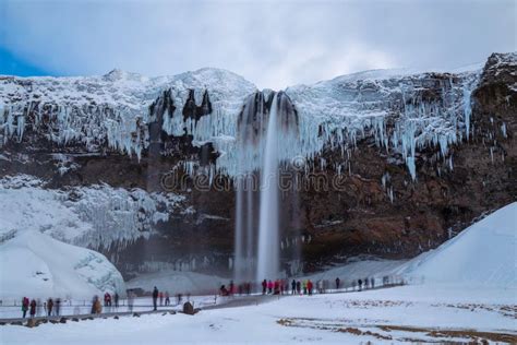 Iceland Seljalandsfoss Waterfall, Winter in Iceland, Seljalandsfoss Waterfall Stock Image ...