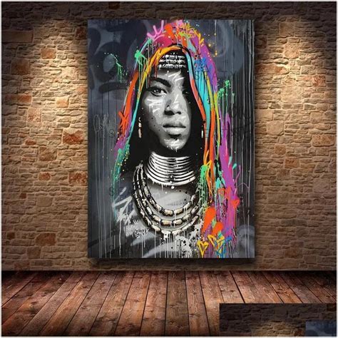 Paintings African Black Woman Graffiti Art Posters And Prints Abstract ...