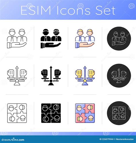 Management Coworkers Outline Icons Collection Cooperation