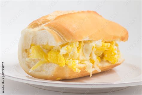 Bread With Scrambled Egg Brazilian Pao Ovo Stock Photo Adobe Stock