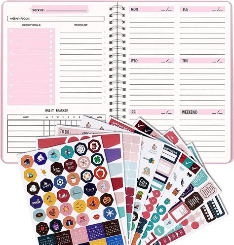 Weekly Planner Agenda Settimanale A5 Spirale Non Datata Quaderno