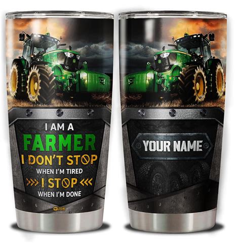 Amazon WAZONE Personalized Im A Farmer Tractor Tumbler 20oz 30oz