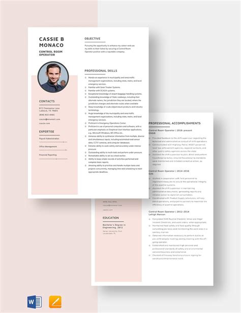 Control Room Operator Resume in Word, Pages - Download | Template.net