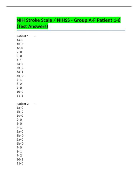 Nih Stroke Scale Answer Key Nih Stroke Scale Nihss