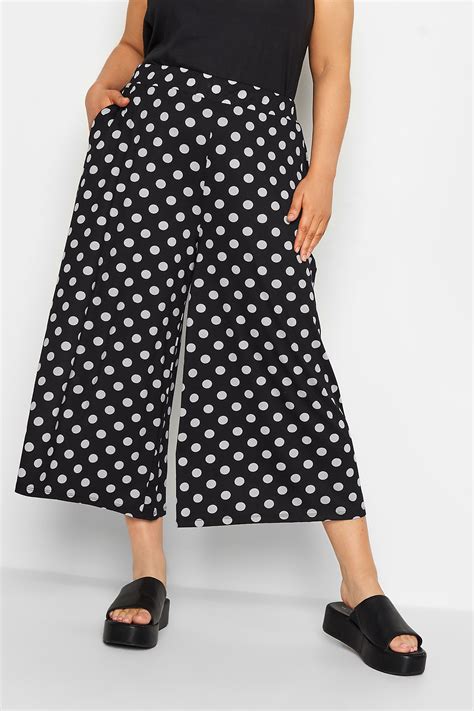 Yours Plus Size Black Polka Dot Midaxi Culotte Yours Clothing