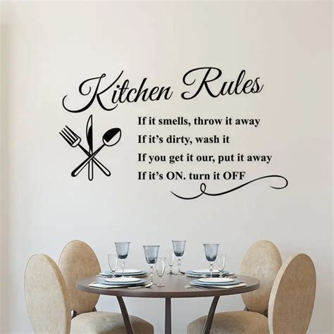 Kitchen Rules Wall Decal Removable Kitchen Quote Wall Sticker