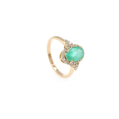 Colombian Emerald Ring: 1.8 ct tw Emeralds, 0.65 ct tw Diamonds, 14K Y ...