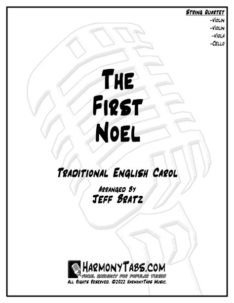 The First Noel Sheet Music Traditional String Quartet