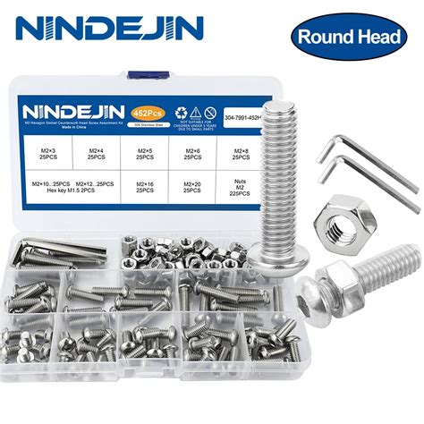 NINDEJIN Round Head Hex Hexagon Socket Screw Set M2 M2 5 M3 M4 M5 M6