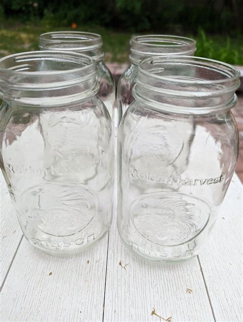 Vintage Golden Harvest Mason Jar Clear Glass Lot Of Quart Size No